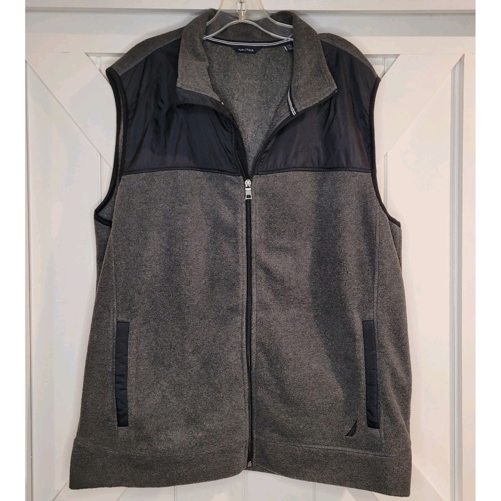 NAUTICA Slim Fit Nautex‎ Fleece Vest Charcoal Dark Gray Men's Size XL $70 MSRP